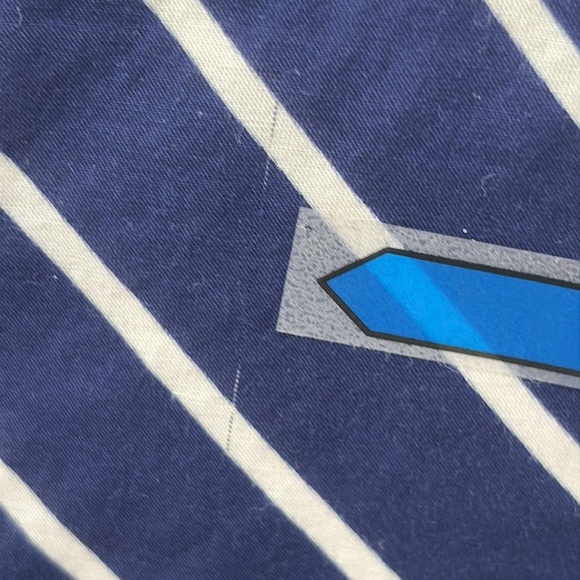 Elizabeth McKay Silk & Cotton Split Neck Long Sleeve Chevron on Navy Blouse - 6 - Picture 3 of 9